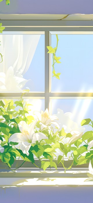 小清新窗台百合