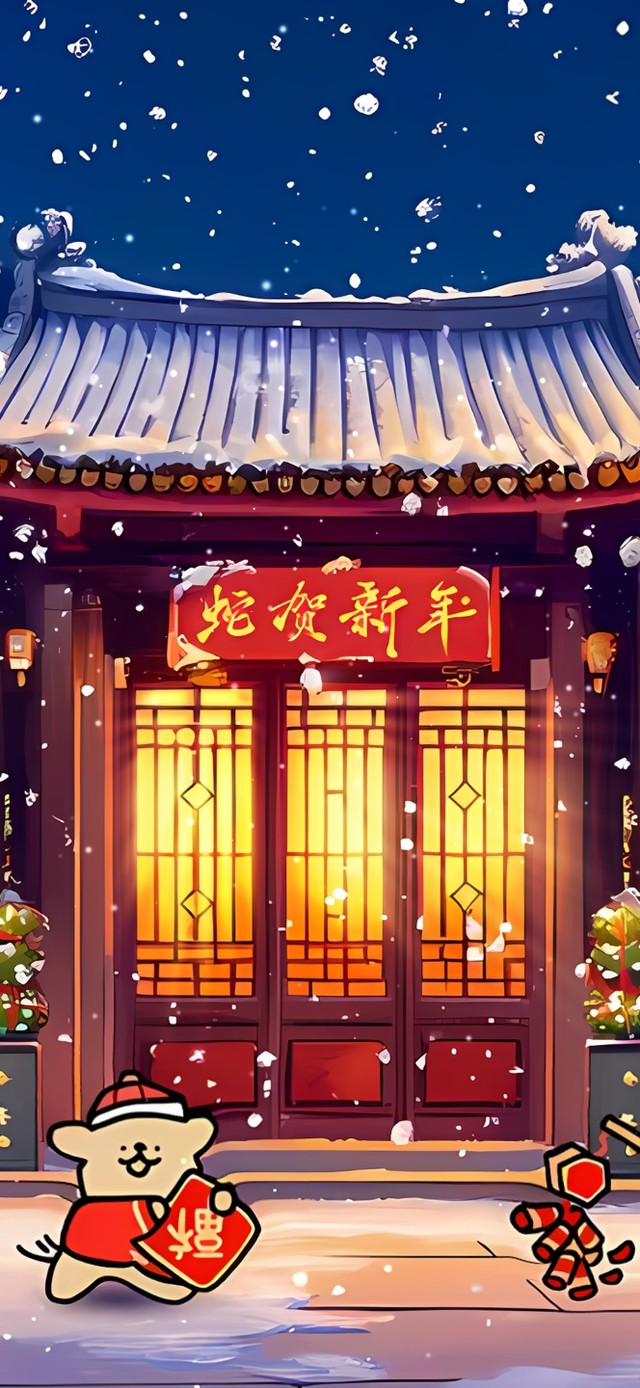 线条狗新年快乐