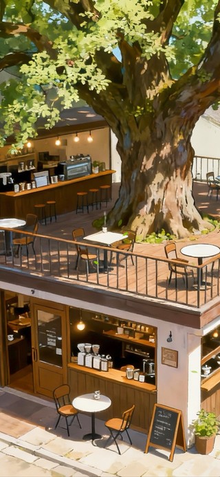 大树下的咖啡店