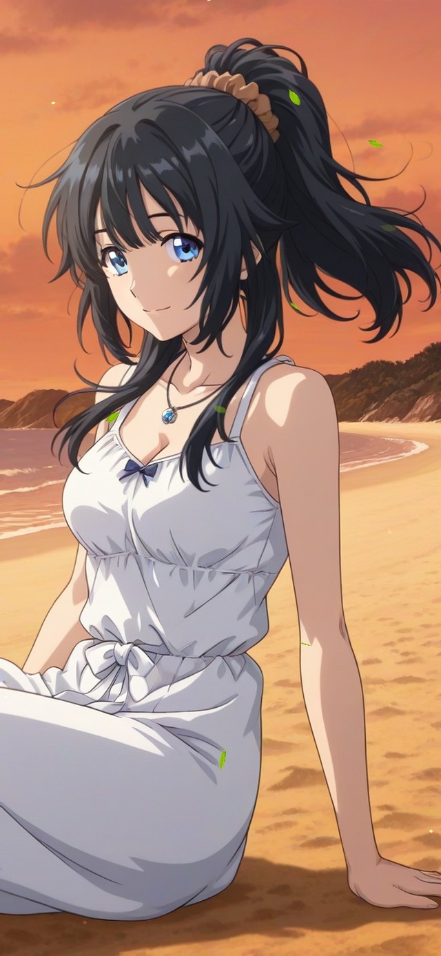 唯美夕阳沙滩女孩