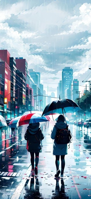 阴雨天城市街道