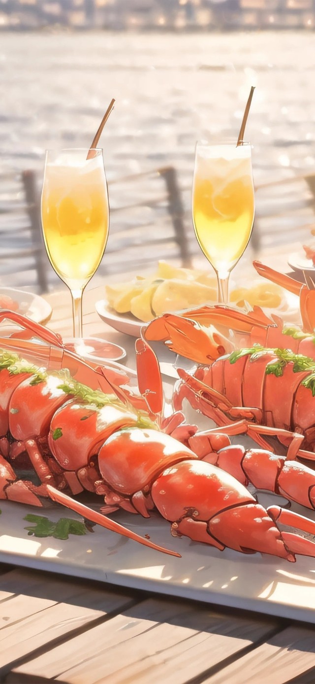 夕阳下龙虾盛宴
