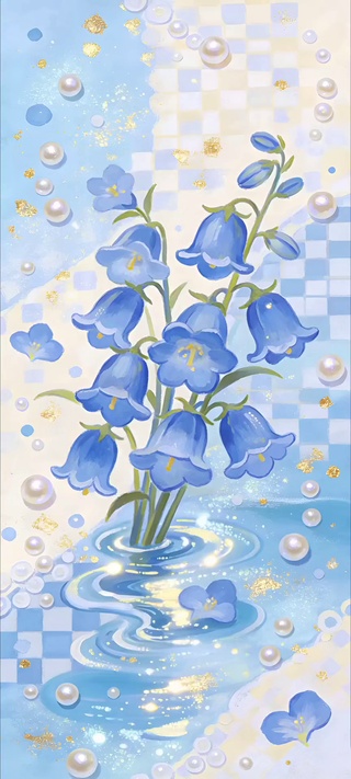 全屏蓝铃花浮水藏星光
