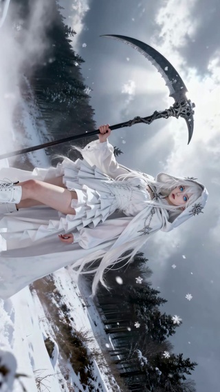 雪境银发镰刀姬的冰雪哥特绝姿