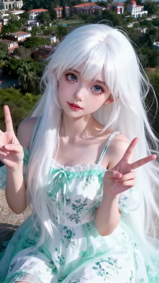薄荷感白发少女