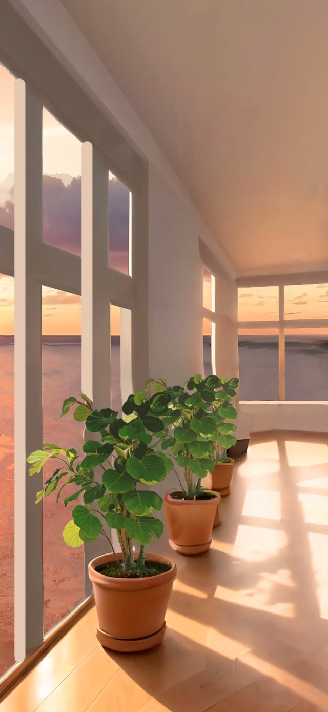 海上图书馆窗外的夕阳