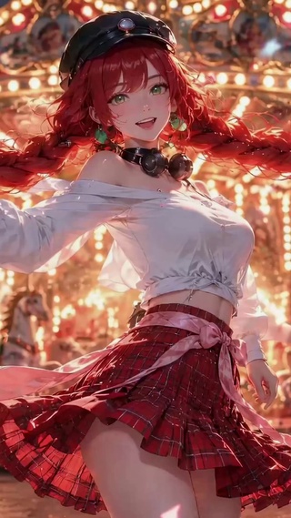 游乐园红发二次元美少女