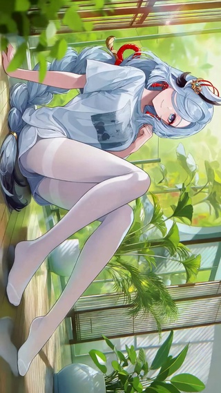 窗边休闲银发美少女申鹤