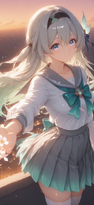唯美夕阳天台少女
