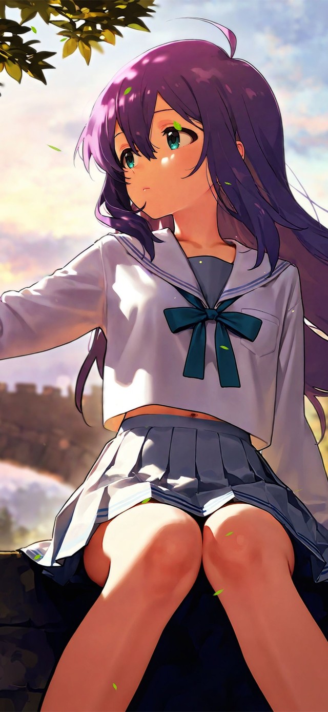 唯美夕阳小镇少女