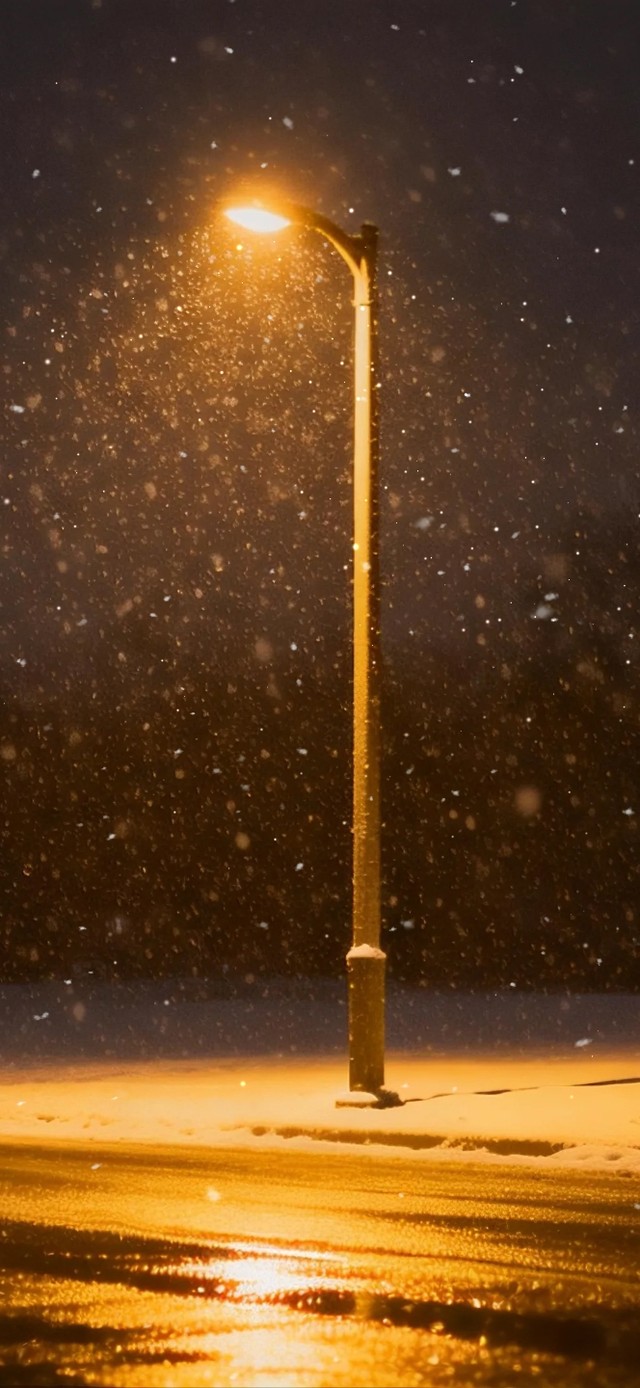 雪夜路灯