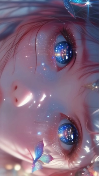 二次元插画少女梦幻般的眼睛