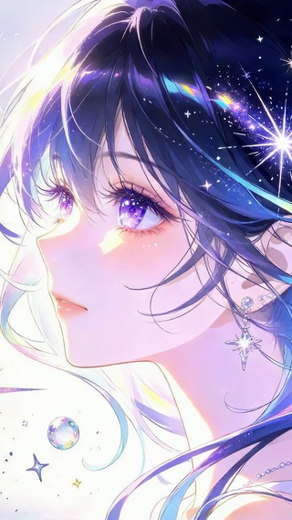 星空发丝梦幻都市美少女