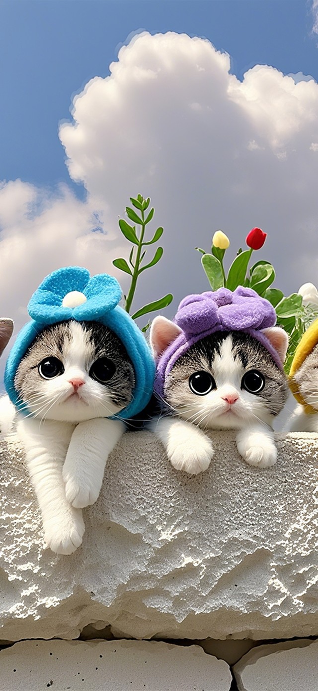 爬在岩石上看天空的猫