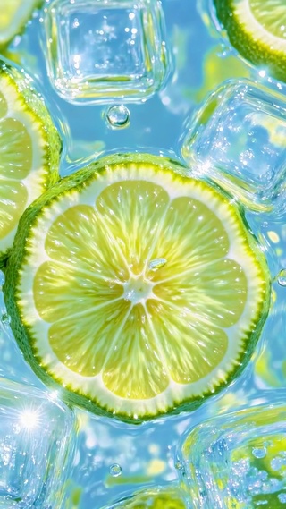 夏天掉进水里的青柠冰块