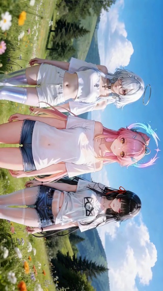 晴日旷野美女团鸭子舞（循环）