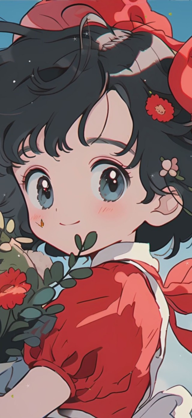 手捧鲜花的女孩子