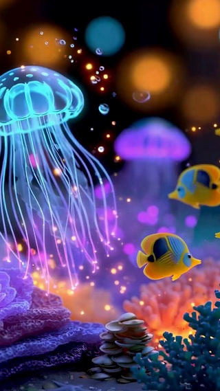 梦幻发光水母海底世界