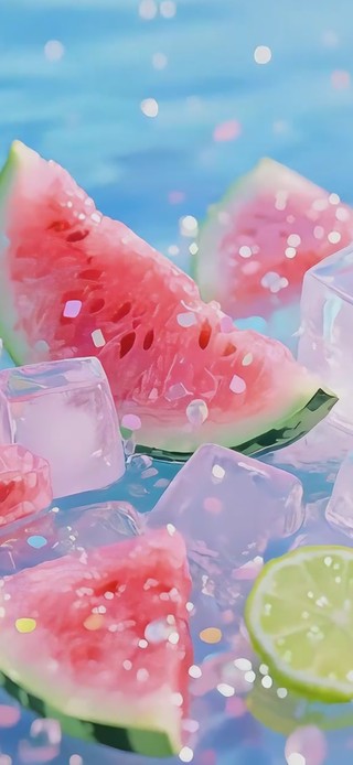 清爽冰块西瓜