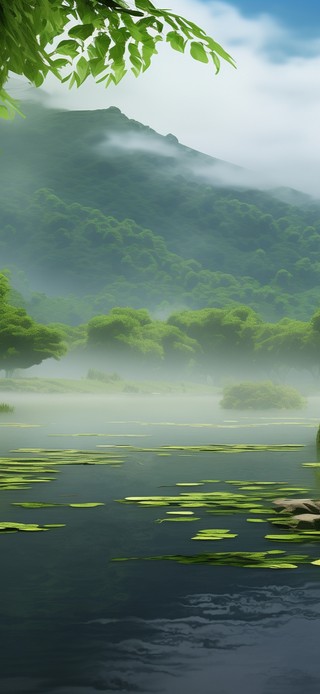 4K 碧水蓝天 云雾缭绕