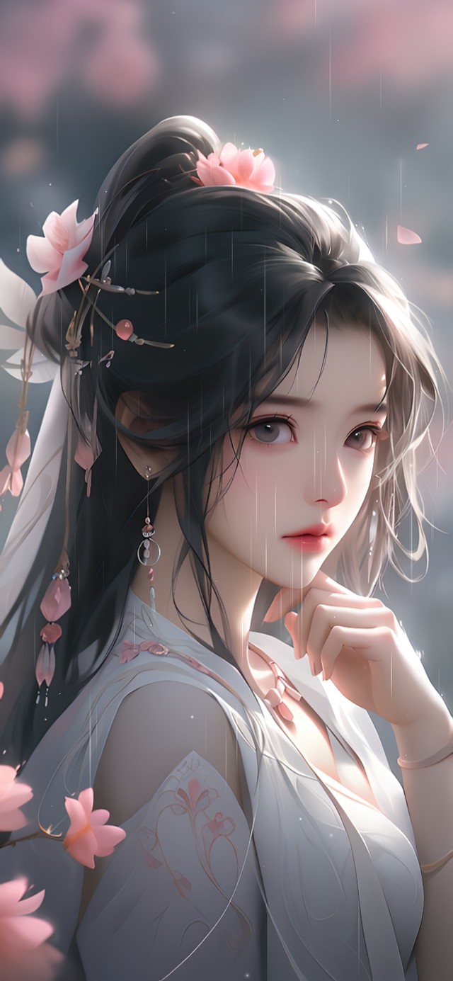 唯美雨中古风美人