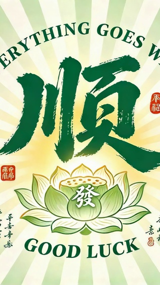 国风顺字好运清新壁纸