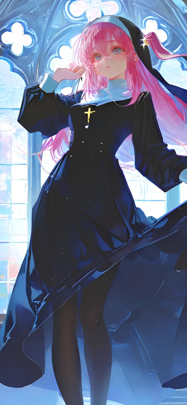 后藤一里-黑丝修女制服美女