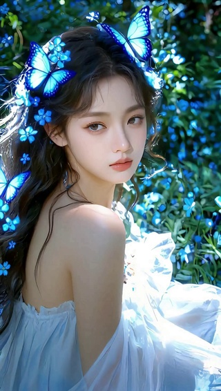 唯美的蓝蝶少女