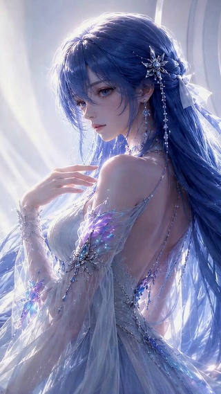梦幻蓝发星空美少女
