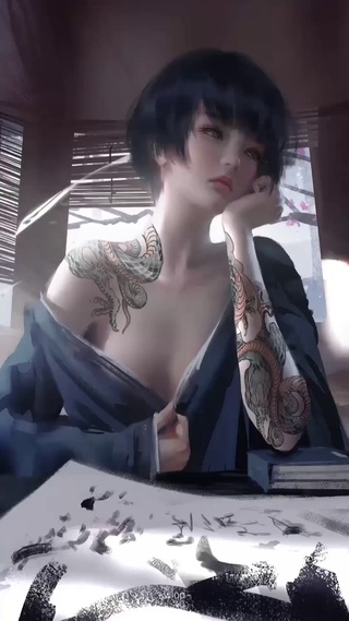 高清鬼刀系列性感的纹身女神