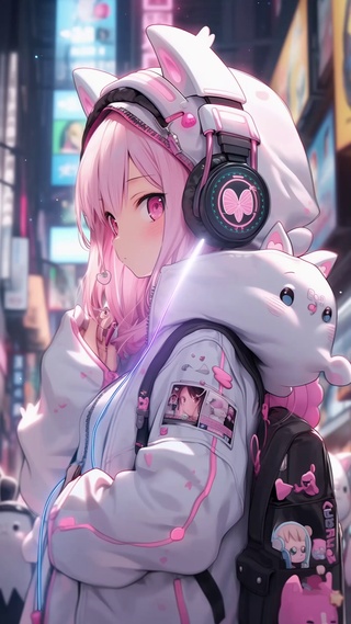 听音乐背包少女