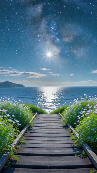 梦幻星空海岸花海步道