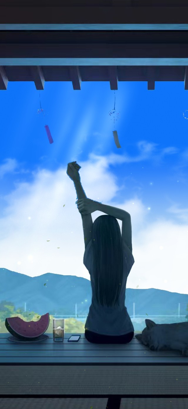 夏日庭院女孩