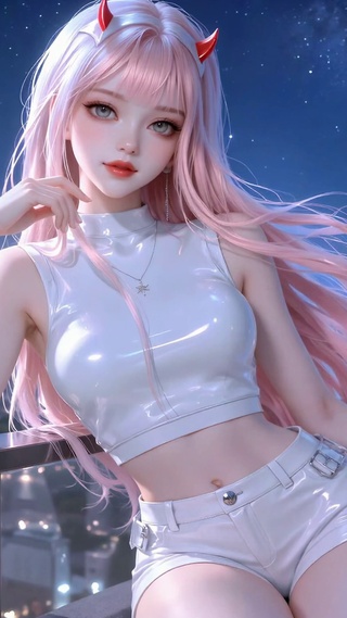 星空都市天台粉发美女