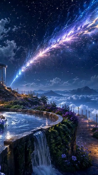 梦幻星空山顶云海夜景