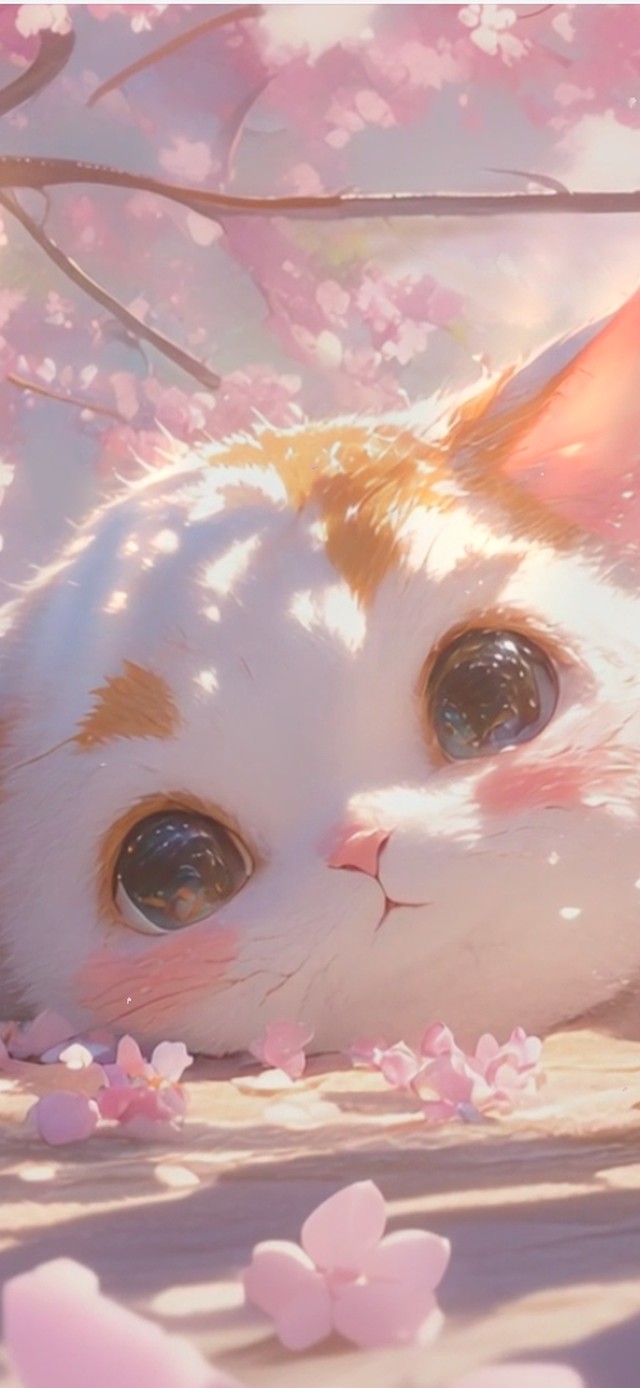 樱花树下小呆猫