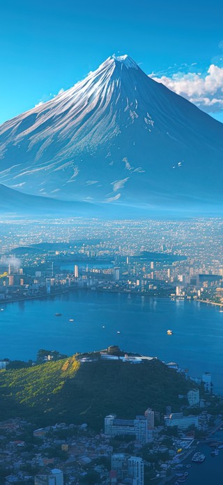 眺望壮观火山风光