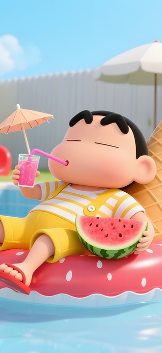 夏日泳池小新