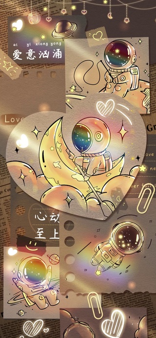 治愈光影贴纸太空人