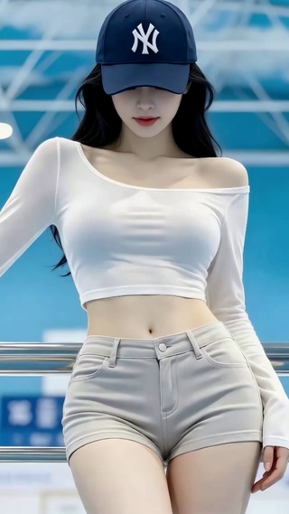 运动场棒球帽美女