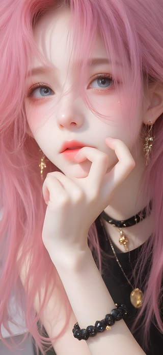 可爱粉发少女