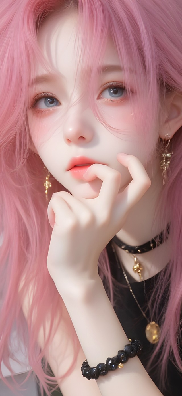 可爱粉发少女