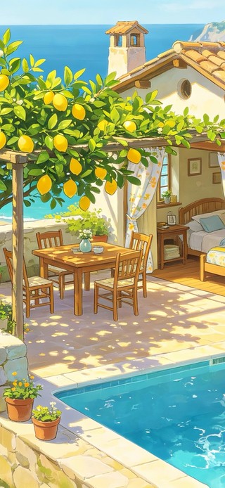 海边柠檬泳池小屋