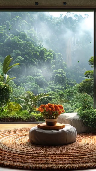 窗外护眼绿景山川