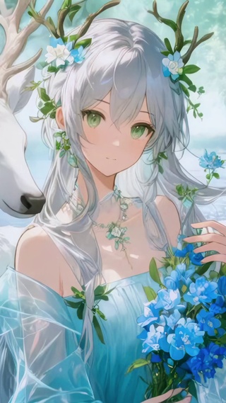 林间鹿与少女
