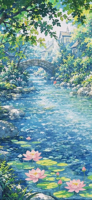 清溪花影