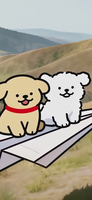 可爱纸飞机线条小狗