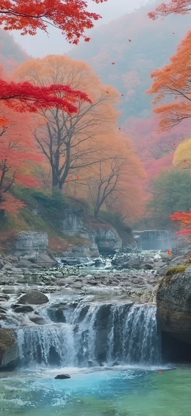 枫叶林溪水