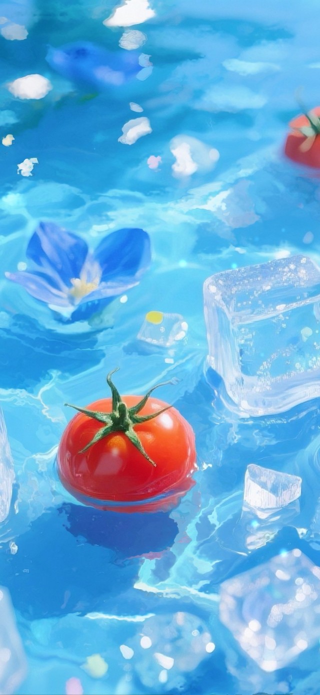 冰爽水果与花朵