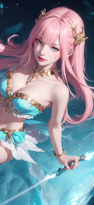 4K水中蓝水晶动漫美少女